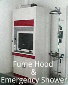 fume hood & emergency shower fully stainless steel